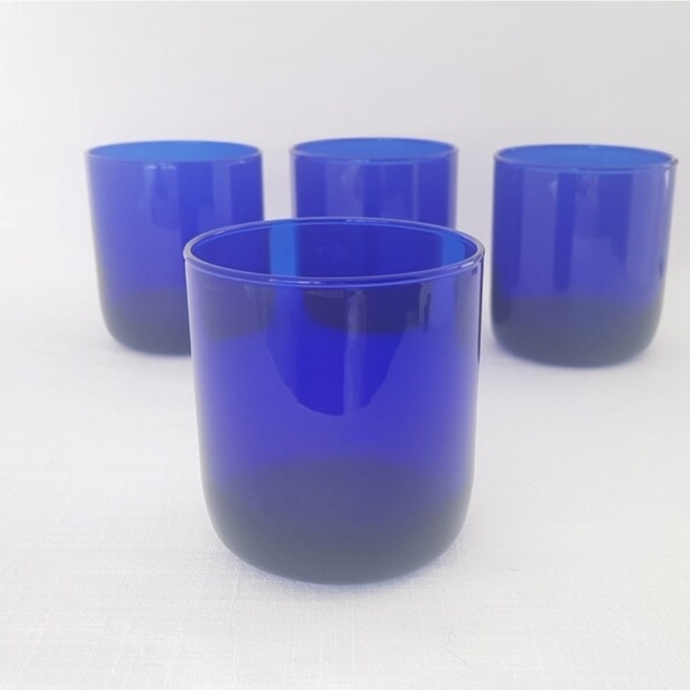 4pc Libbey METROPOLITAN COBALT Blue 10oz Drinking Glasses Set